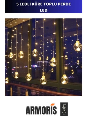 Armoris #led Dekoratif Güçlü Işık Küre Toplu Şık Ambiyans 5 Ledli Vitrin Pencere Organizasyon Perde LED