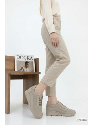 Mammamia Kadın Ortopedik  Hakiki Deri Spor Tarz Günlük Dolgu Topuk Ayakkabı M27YA/3490