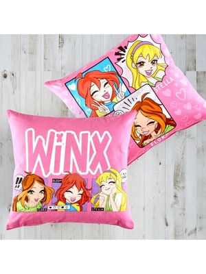 Storemax Oktaysell Taç Lisanslı Pamuk Winx Cute Kırlent Çok Renkli Tekli