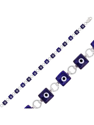 925 Ayar Gümüş Kare Nazar Bileklik