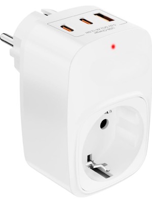 Storemax Oktaysell Akım Korumalı Priz 1x Priz, 2x Type-C, 1x USB Port Çıkışlı Tekli (Beyaz)
