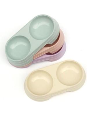 Storemax Oktaysell Busstier Çift Bölmeli Evcil Hayvan Mama Kabı, Plastik, Kuru ve Yaş Mama Için Uygun, Hafif ve Pratik Tasarım (Bej)