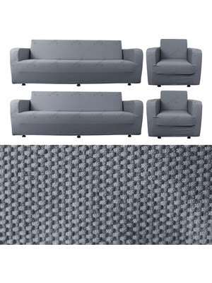 Storemax Oktaysell Bibaha Balpeteği 3+3+1+1 Lastikli Kanepe Örtüsü | Lastikli Koltuk Örtüsü | Koltuk Kılıfı Takımı Koyu Gri 180 x 230