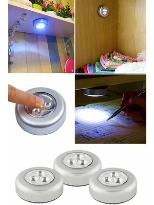 Reoona Çadır Lambası Dokunmatik Pilli LED Işık 3 Adet Kamp Çadır Dolap Raf Kitaplık Aydınlarma Dekor Lamba