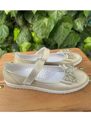 bebekokusu Ortopedik Taban Kız Çocuk Babet Parti Ayakkabısı - Gold