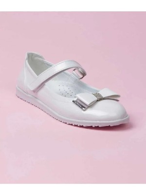 bebekokusu Yumuşak Deri Kız Çocuk Ortopedik Babet - Beyaz