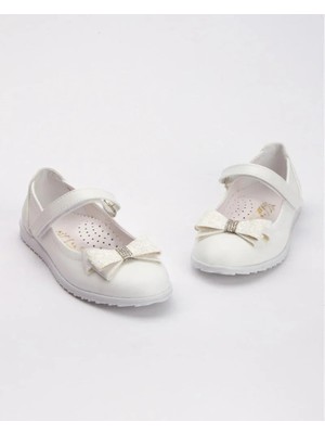 bebekokusu Fiyonklu Kaymaz Taban Kız Çocuk Prenses Babeti - Beyaz