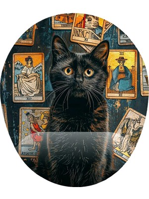 Hamiki Tarot ve Kedi Bilek Destekli Mouse Pad Ergonomik Kaymaz Taban Mousepad Fare Altlığı