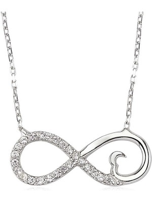 925 Ayar Gümüş Kalpli Sonsuzluk Kadın Gümüş Kolye