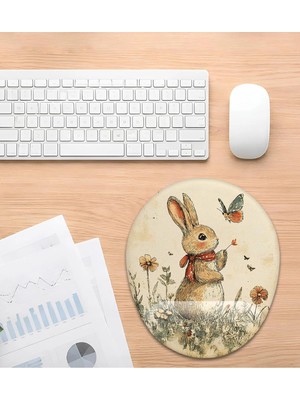 Hamiki Sevimli Tavşan Bilek Destekli Mouse Pad Ergonomik Kaymaz Taban Mousepad Fare Altlığı