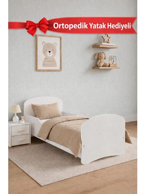 Kidy Woody - Genç ve Çocuk Karyola - 90X190 Karyola - Tek Kişilik Karyola - Beyaz - Yatak Hediyeli