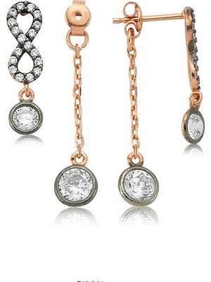 925 Ayar Gümüş Zincirli Sonsuzluk Bayan Küpe