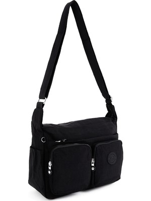 Sanmorris Kadın Suya Dayanıklı Paraşüt Kumaş Çok Gözlü Çapraz Askılı Çanta Şık Görünüm