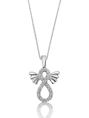 925 Ayar Gümüş Kanatlı Sonsuzluk Kadın Gümüş Kolye