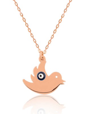 925 Ayar Gümüş Nazarlı Kuş Kadın Gümüş Kolye