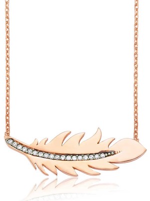 925 Ayar Gümüş Kuş Tüyü Kolye