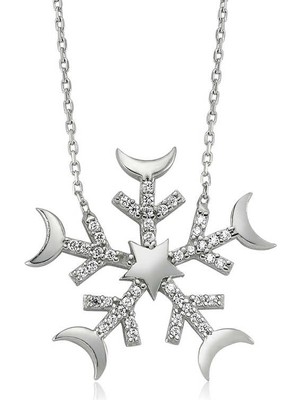 925 Ayar Gümüş Kar Tanesi Kadın Gümüş Kolye