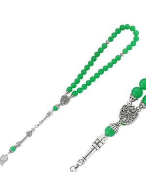 Doğaltaş Metal Püsküllü Aventurin Taşlı Tesbih