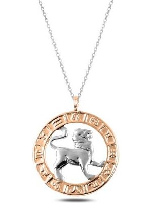 ​925 Ayar Gümüş Rose Aslan Burcu Kadın Gümüş Kolye