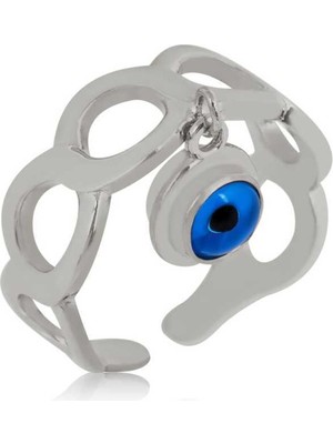 925 Ayar Gümüş Ayarlanabilir Nazar Yüzük