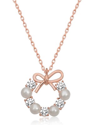 925 Ayar Gümüş Inci Kurdele Kadın Gümüş Kolye