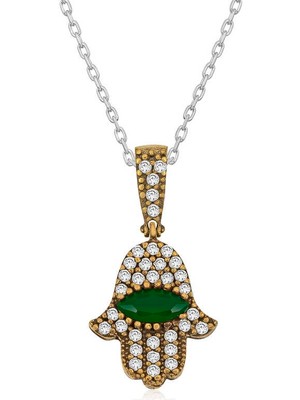 925 Ayar Gümüş Fatma Eli Otantik Bayan Gümüş Kolye