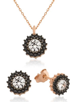 925 Ayar Gümüş Çiçek Tektaş Set