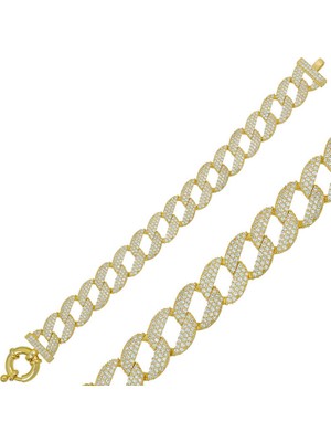 925 Ayar Gümüş Gold Taşlı Gurmet Bileklik