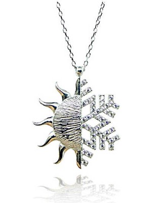 925 Ayar Gümüş Güneş Kartanesi Kadın Gümüş Kolye