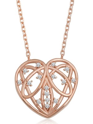 925 Ayar Gümüş Bombeli Kalp Kadın Gümüş Kolye