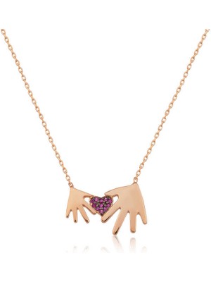 925 Ayar Gümüş Rose Anne Çocuk Eli Kolye