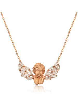 925 Ayar Gümüş Kanatlı Melek Kadın Gümüş Kolye