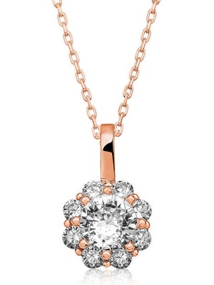 925 Ayar Gümüş Rose Çiçek Kadın Gümüş Kolye