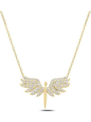 925 Ayar Gümüş Gold Mikail Meleği Kadın Gümüş Kolye