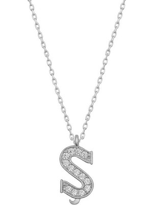 925 Ayar Gümüş Rodyum Kaplama Ş Harfi Kadın Gümüş Kolye