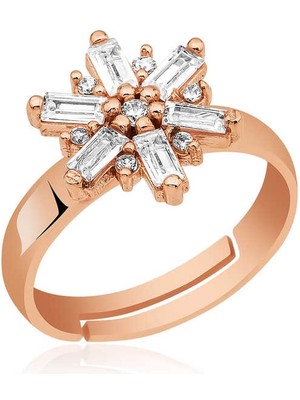 ​925 Ayar Gümüş Rose Rüzgar Gülü Yüzük