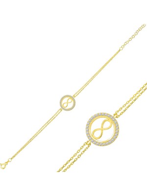 925 Ayar Gümüş Gold Sonsuzluk Bileklik