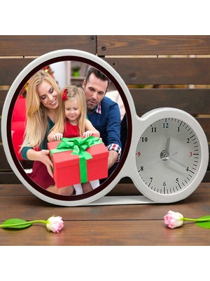 Saatli Sihirli Ayna LED Işıklı Kişiye Özel Fotoğraf Baskılı Fotoğraf Çerçevesi Ev Hediyesi