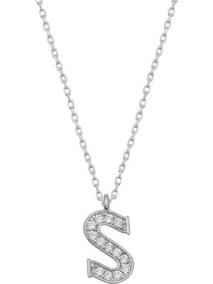 925 Ayar Gümüş Rodyum Kaplama S Harfi Kadın Gümüş Kolye