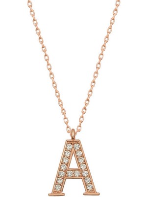 925 Ayar Gümüş Rose A Harfi Kadın Gümüş Kolye