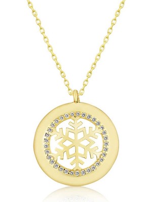 925 Ayar Gümüş Gold Kar Tanesi Kadın Gümüş Kolye