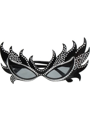 Die Grup Taşlı Göz Kamaştıran Gecenin Yıldızı Siyah Parti Alev Gözlük