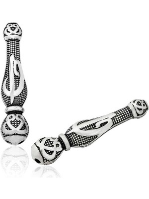 Gümüş Nokta Işlemeli Elif Vav Motifli Tesbih Imamesi