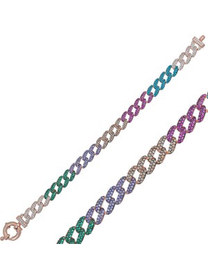 925 Ayar Gümüş Renkli Taşlı Gurmet Bileklik