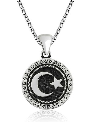 925 Ayar Gümüş Ay Yıldız Gümüş Kolye