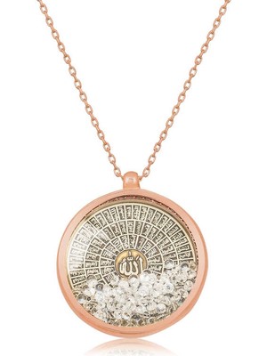 Gümüş Rose Esmaül Hüsna Bayan Kolye