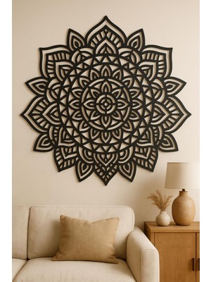 Sscnc Bohem Mandala Serisi: Dekoratif Metal Duvar Tablosu - 40X40 cm - Mat Siyah