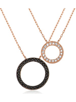 ​925 Ayar Gümüş Çift Halka Kadın Gümüş Kolye