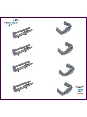 Çınaroğlu Ticaret Arçelik ARY-6389 Ef Bulaşık Makinesi 4+4 Adet Ön ve Arka Sepet Ray Pimi Seti - Dayanıklı Gri Plastik Yedek Parça