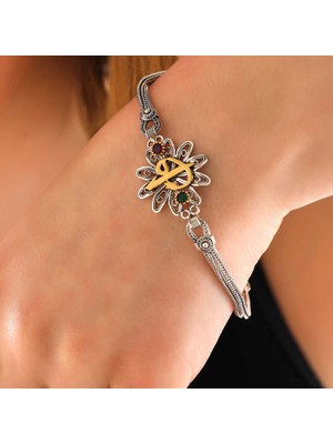 925 Ayar Gümüş Elif Vav Otantik Kadın Bileklik